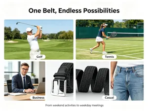 Men's stretch braided golf belt casual woven elastic belt for business and daily wear