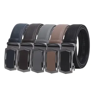 Men's genuine leather automatic buckle belt business casual suit trousers belt for men.