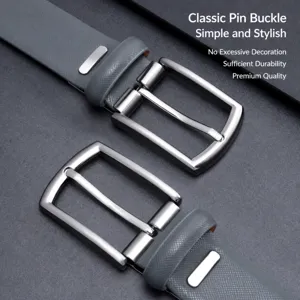 Men's genuine leather belt business casual pin buckle waist belt premium grey strap