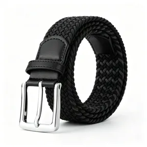 Men's Stretch Braided Elastic Woven Casual Golf Belt Metal Pin Buckle Fashion Accessories