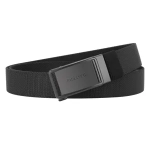 Men's black nylon canvas tactical belt with automatic metal buckle, casual business style.