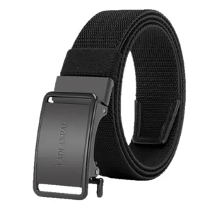 Men's nylon woven tactical belt with metal automatic buckle, casual business style.