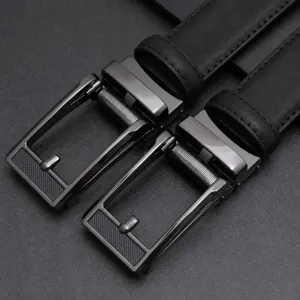 Men's leather belt automatic buckle business casual split cowhide suit belt for men
