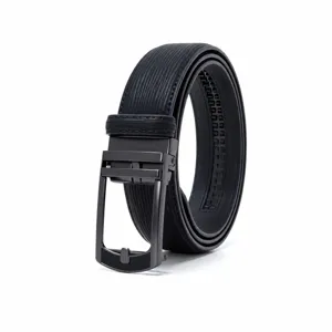 Men's Automatic Buckle Leather Belt Business Casual Dress Belt Split Cowhide Leather Strap With Zinc Alloy Buckle