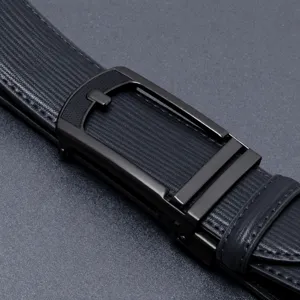 Mens automatic buckle leather belt for business dress pants stylish split leather waist belt main view