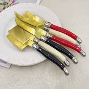 Juego de cuchillos para queso dorados de acero inoxidable con mango de color para mantequilla