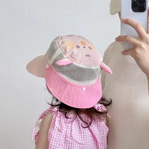 Cute baby sun protection mesh fisherman hat for summer outdoor toddler girls cute design.