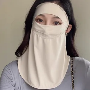 Ganzgesicht Sonnenschutz Maske Eisseide UV Schutz Sonnenblende atmungsaktiv Damengesichtsschutz