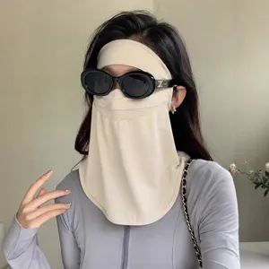 Damen Sonnenschutz Gesichtsmaske Full Face Eis Seide UV Schutz Sommer Sonnenblende Hut