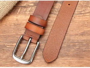 Dames echt lederen riem casual doornsluiting rundleer tailleband jeans accessoires bruin