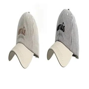 Korean style striped embroidered baseball hat, sun protection casual dad cap for women.