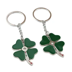 Portachiavi quadrifoglio in metallo verde souvenir Italia ciondolo fortuna auto borsa