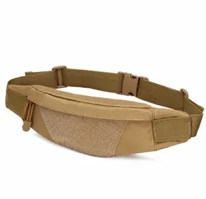 Tactical waist pack detail showing durable nylon material, quick-release buckle and molle webbing.