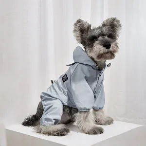 Imperméable pour chien à quatre pattes vêtement imperméable avec capuche et trou de laisse