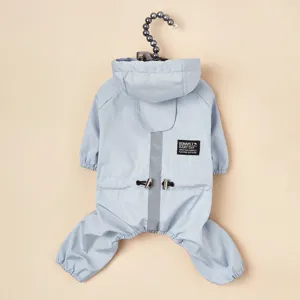 Imperméable pour animal de compagnie à capuche quatre pattes vêtements chien bandes réfléchissantes