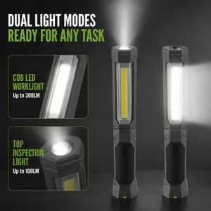 Lampe de travail LED portable à double source lumineuse et d'inspection pour camping et voiture.