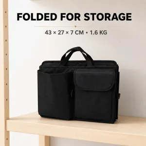 Borsa pieghevole per auto in tessuto oxford con tasche multiple per campeggio.