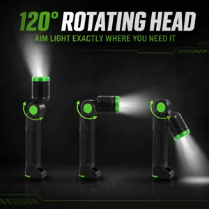 120-degree rotating head LED work light, foldable magnetic flashlight for outdoor and car repair.