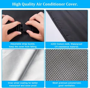 Outdoor air conditioner cover with 420d oxford waterproof fabric and adjustable buckle.