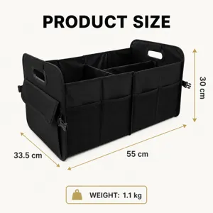 Organizador de maletero de coche plegable de tela oxford resistente con compartimentos