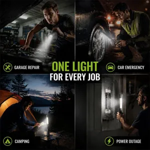 Veelzijdige LED-werklamp en noodzakelijke zaklamp voor autoreparatie en kamperen.