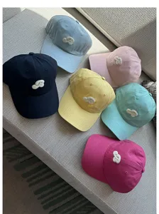 Korean style embroidered baseball cap with curved brim, summer casual sun protection hat.