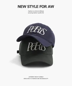 Classic embroidered Paris baseball cap, soft top casual hat, stylish couple sun hat.