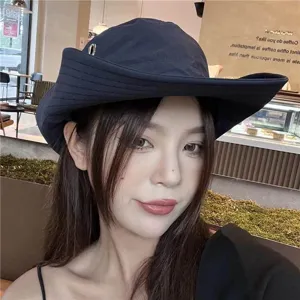Outdoor sun protection bucket hat with wide brim, breathable quick-drying fabric for summer hiking.
