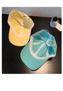 Cute summer baseball caps in yellow and teal with neat inner lining for daily casual outdoor wear.