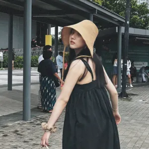 Summer cotton linen sun hat women large brim anti-sun fisherman hat breathable chic