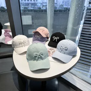 Pearl bow baseball cap soft top fashion casual hat sunshade hat multiple colors available now