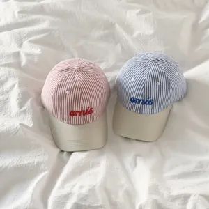 Korean style striped embroidered baseball cap women casual sun hat fashion letter hat spring