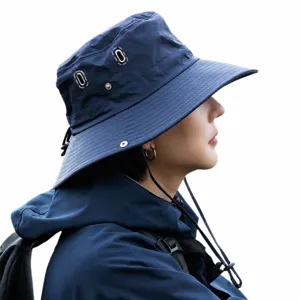 Outdoor sun protection bucket hat for men, wide brim quick dry breathable fishing hiking cap.