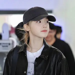Women fashion black baseball cap with Paris letter embroidery, soft top casual hat.
