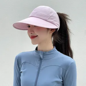 Damen breite Krempe leerer Top Sonnenschutz Hut schnell trocknende Outdoor Sport Visier Mütze