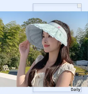Summer new women sun visor hat wide brim lotus leaf edge stylish outdoor travel sunhat detail
