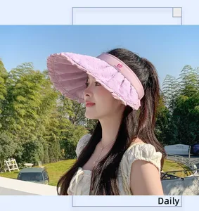 Summer new sun protection empty top hat for women, wide brim lotus leaf sun hat fashion outdoor.