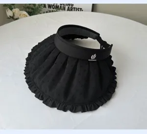 Summer women sun protection empty top hat wide brim ruffled sunshade hat outdoor travel