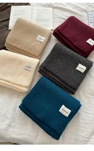Cozy winter thick knit scarf in multiple solid colors, soft warm korean style fashion accessory.