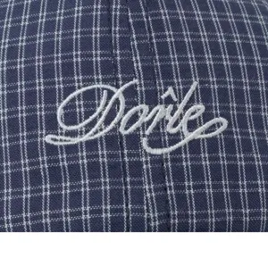 Korean plaid embroidered baseball cap detail showing fabric texture and exquisite stitching.