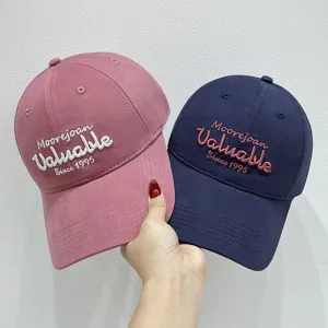 Unisex Cotton Blend Embroidered Baseball Cap Adjustable Casual Outdoor Sun Protection Sports Hat For Men And Women
