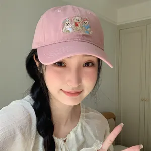 Cute embroidered little bear baseball cap women Korean style versatile sun protection hat