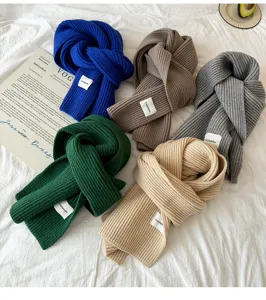 Winter thick knitted scarf solid color warm couple Korean style soft comfortable neck warmer