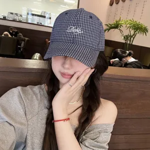 Korean style plaid embroidered baseball cap for women, versatile and face-flattering chic hat.