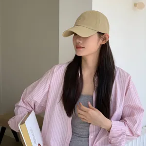 Koreanischer Stil, beigefarbene weiche Baseballcap mit schicker Frontstickerei für den Alltag.