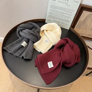 Cozy thick knit winter scarf solid color warm couple student fashion casual neck warmer