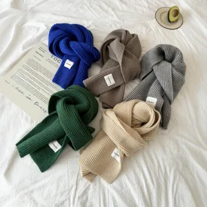 Korean style knitted neck warmer solid color thickened cozy winter scarf for couples and students