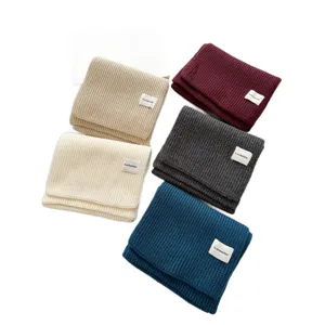 Cozy knitted scarf warm solid color thickened winter neck warmer for couple student fashion