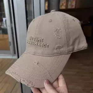 Casquette de baseball brodée et usée style coréen pour femmes, protection solaire, chapeau chic.