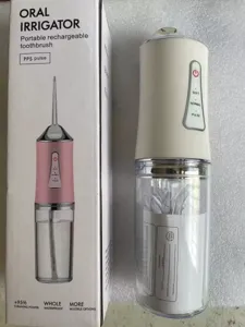 Portable Rechargeable Oral Irrigator Water Flosser Detail Shot with Packing Box.